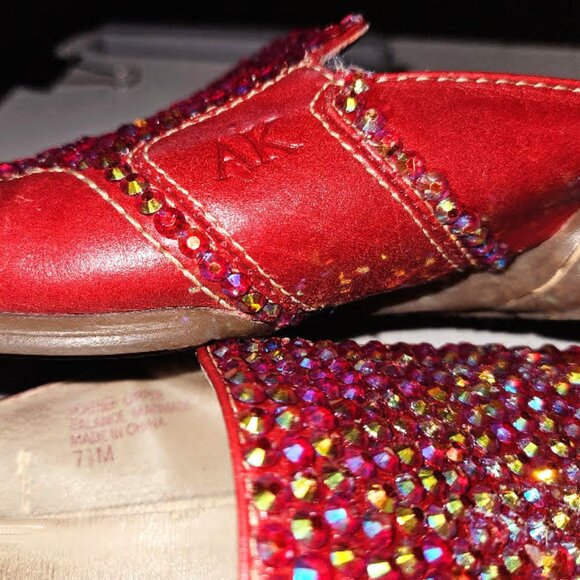 Red Leather Anne Klein Mules - Picture 6 of 10